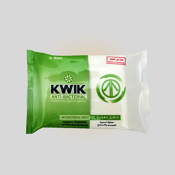 KWIK Anti Bacterial Wipe Tissues - 15 Wipes 